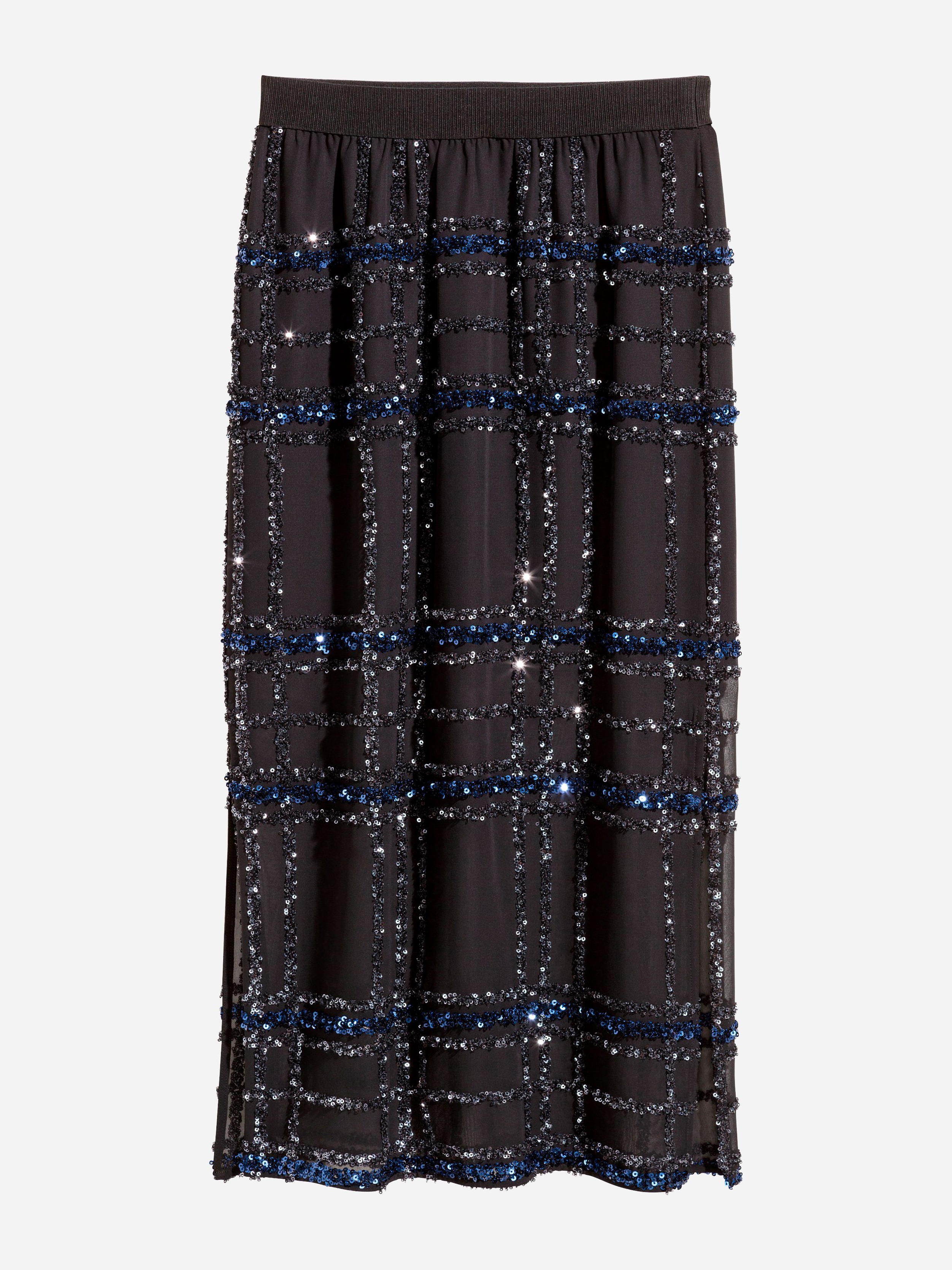 

Юбка H&M 5809346-ACSR 38 Черная с серебристым