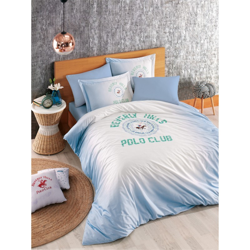 

Постельное белье Beverly Hills Polo Club ранфорс - BHPC 019 Blue евро