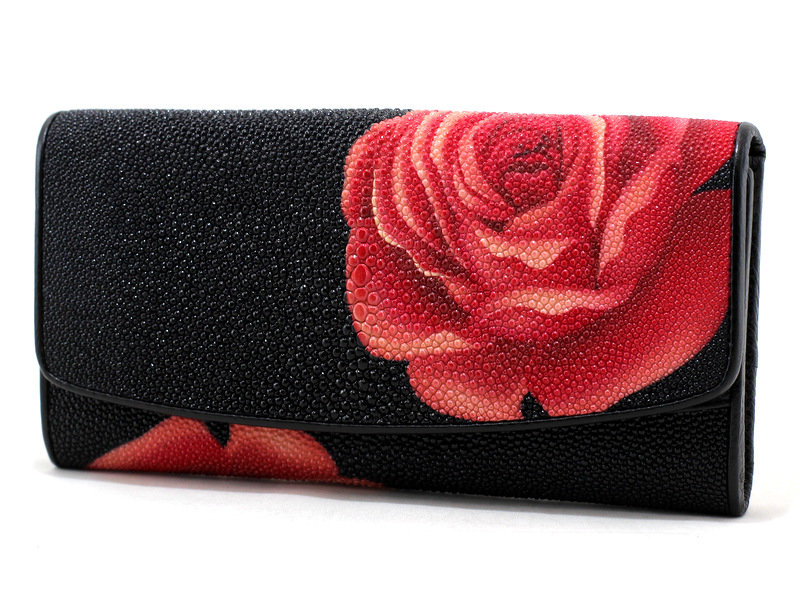 

Кошелек женский из кожи ската (ST 52-16 KS redrose) черный