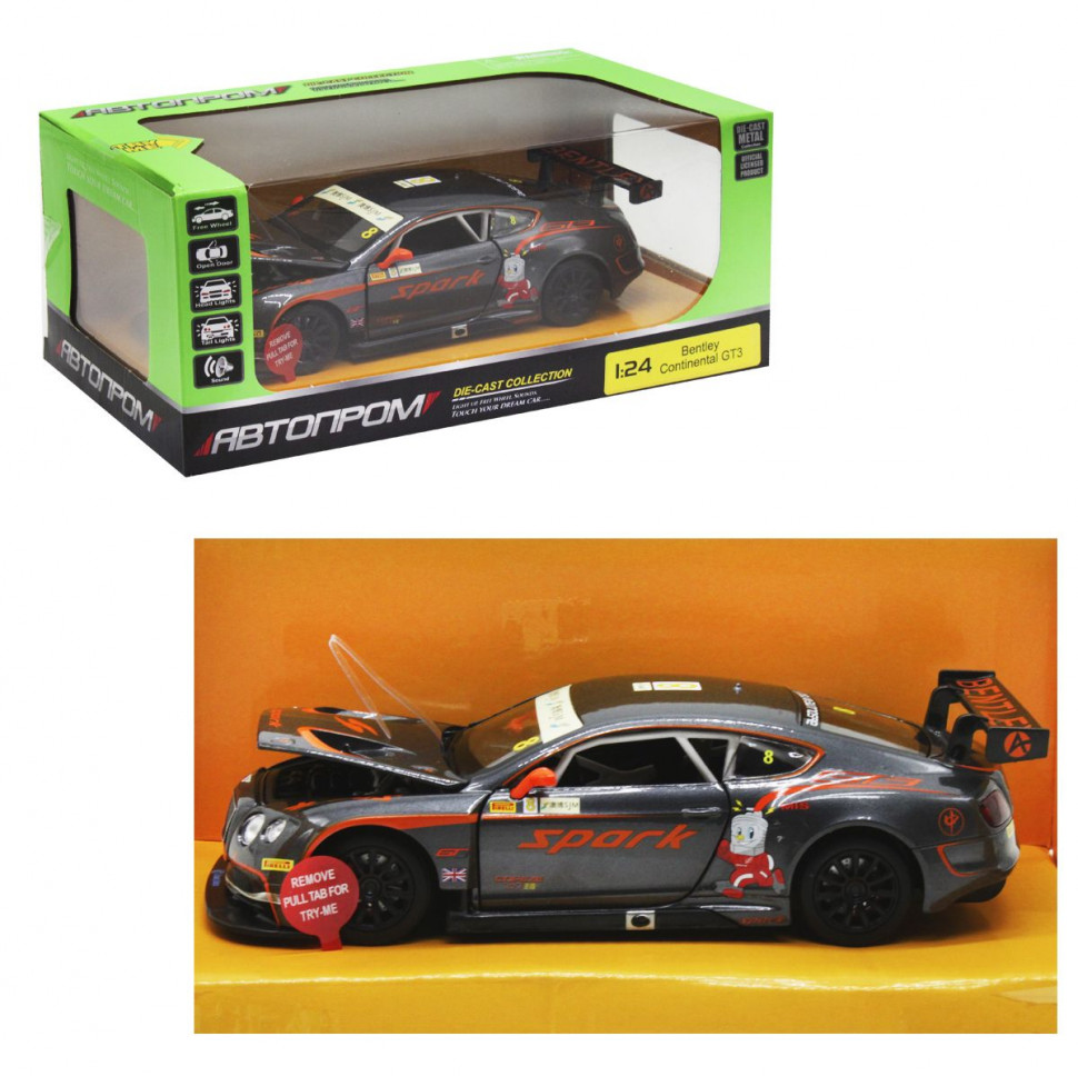 

Машина игрушка АвтоПром 68267A Bentley Continental GT3 Concept металлическая 1:24 (641120039)