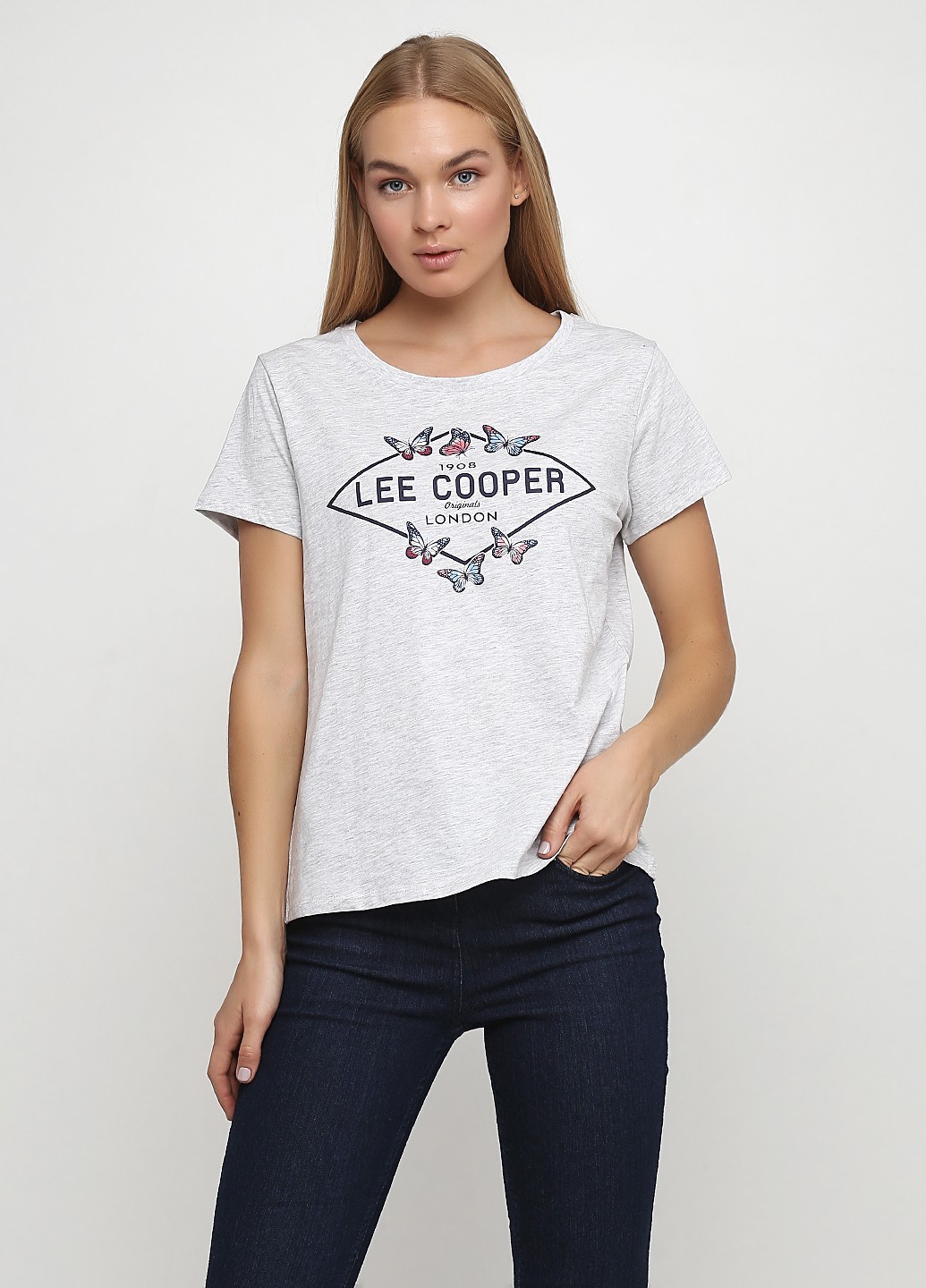 

Футболка укорочена Lee Cooper повсякденна L сірий меланж