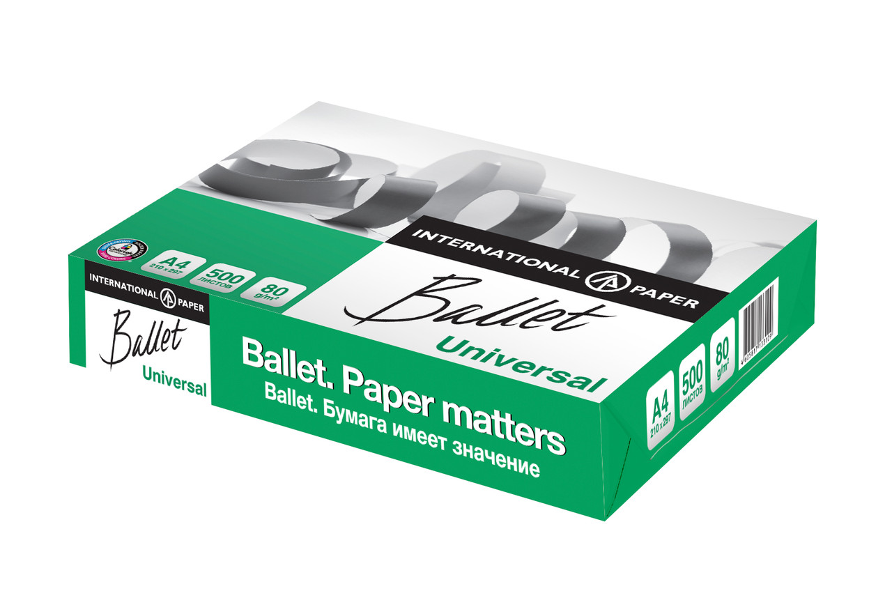

Бумага A4 Ballet 80 г/м2 класс С+ 500л BT.A4.80.UN