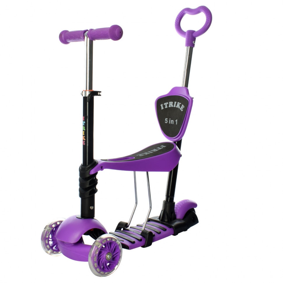 

Детский трехколесный самокат iTrike JR 3-026-K Фиолетовый с родительской ручкой