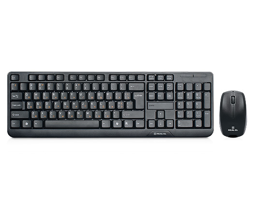 

Комплект (клавиатура, мышь) беспроводной REAL-EL Standard 555 Kit Black USB UAH