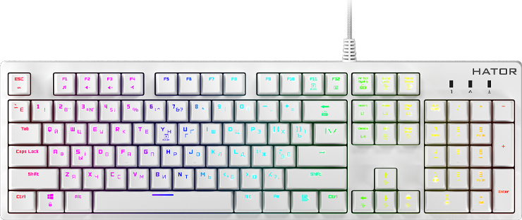 

Клавіатура дротова HATOR Rockfall EVO Kailh Optical USB White (HTK-615)