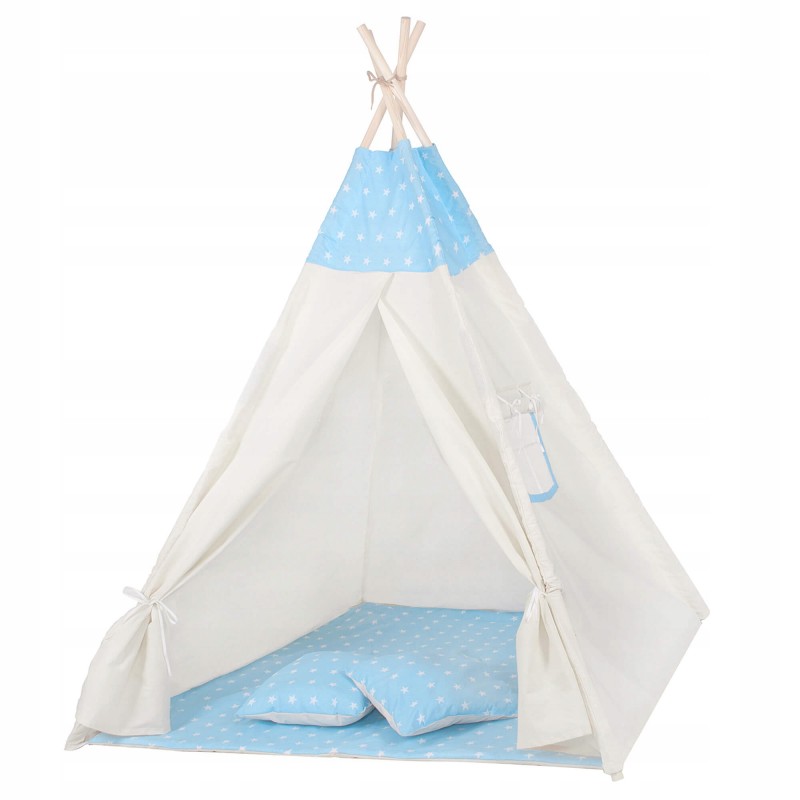 

Детская палатка (вигвам) Springos Tipi XXL White/Sky Blue, код: TIP06