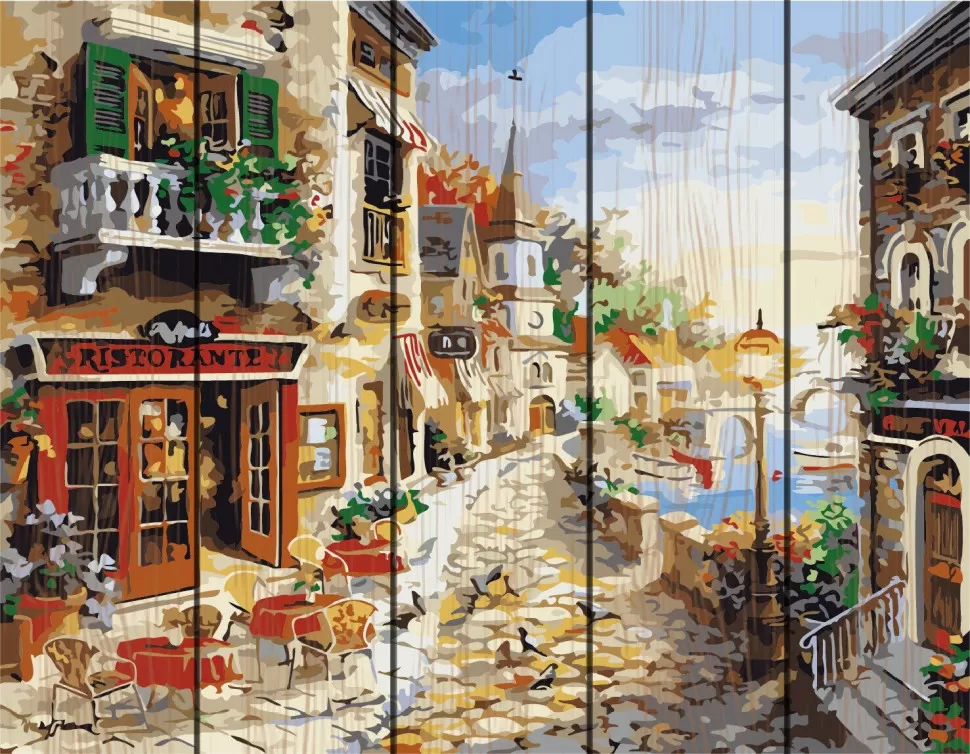 

Картина по номерам на дереве. Rainbow Art "Приморский бульвар" GXT7233-RA