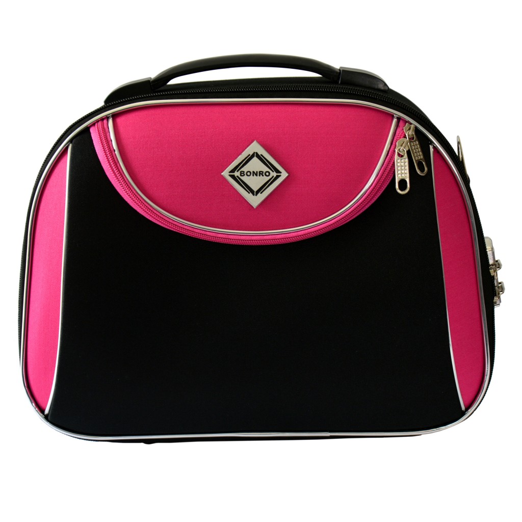 

Сумка кейс саквояж Bonro Style (середня) чорно-рожева