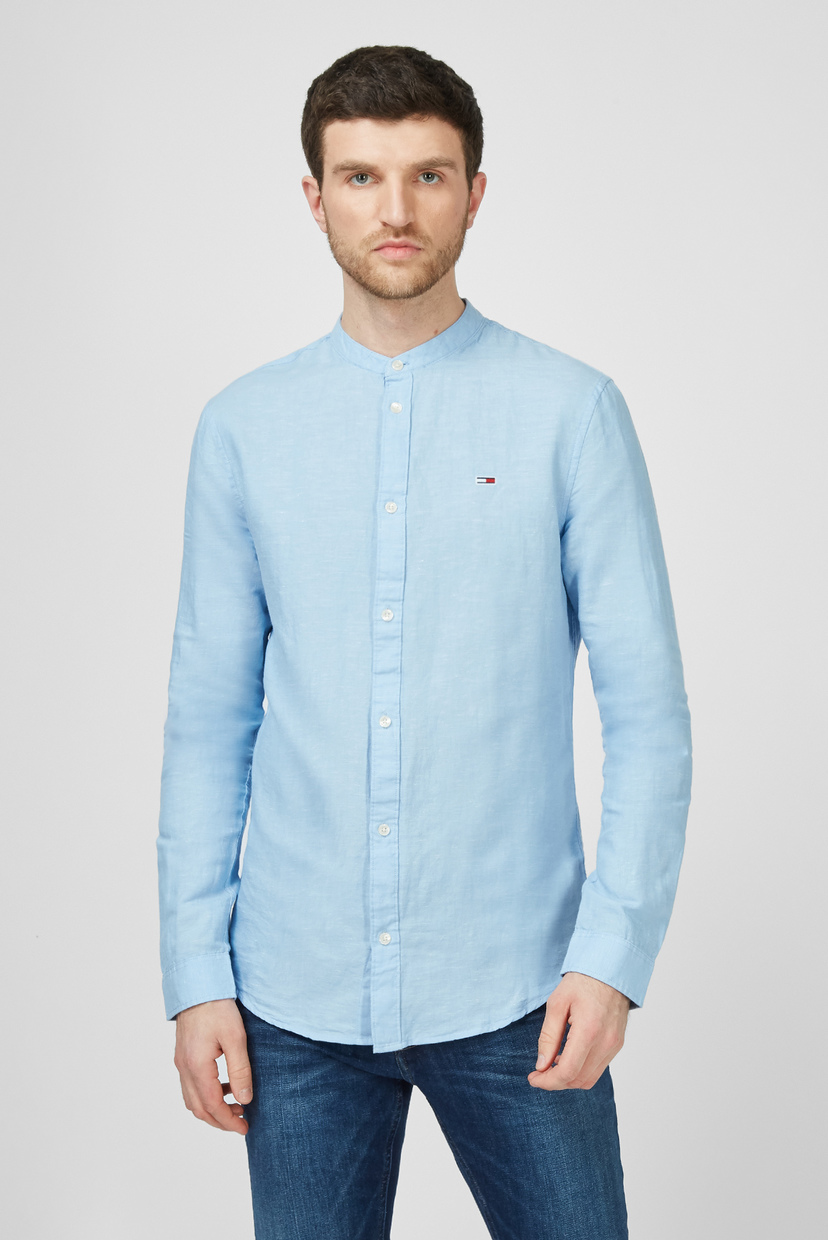 

Мужская голубая рубашка TJM MAO LINEN BLEND SHIRT Tommy Hilfiger XL DM0DM10617