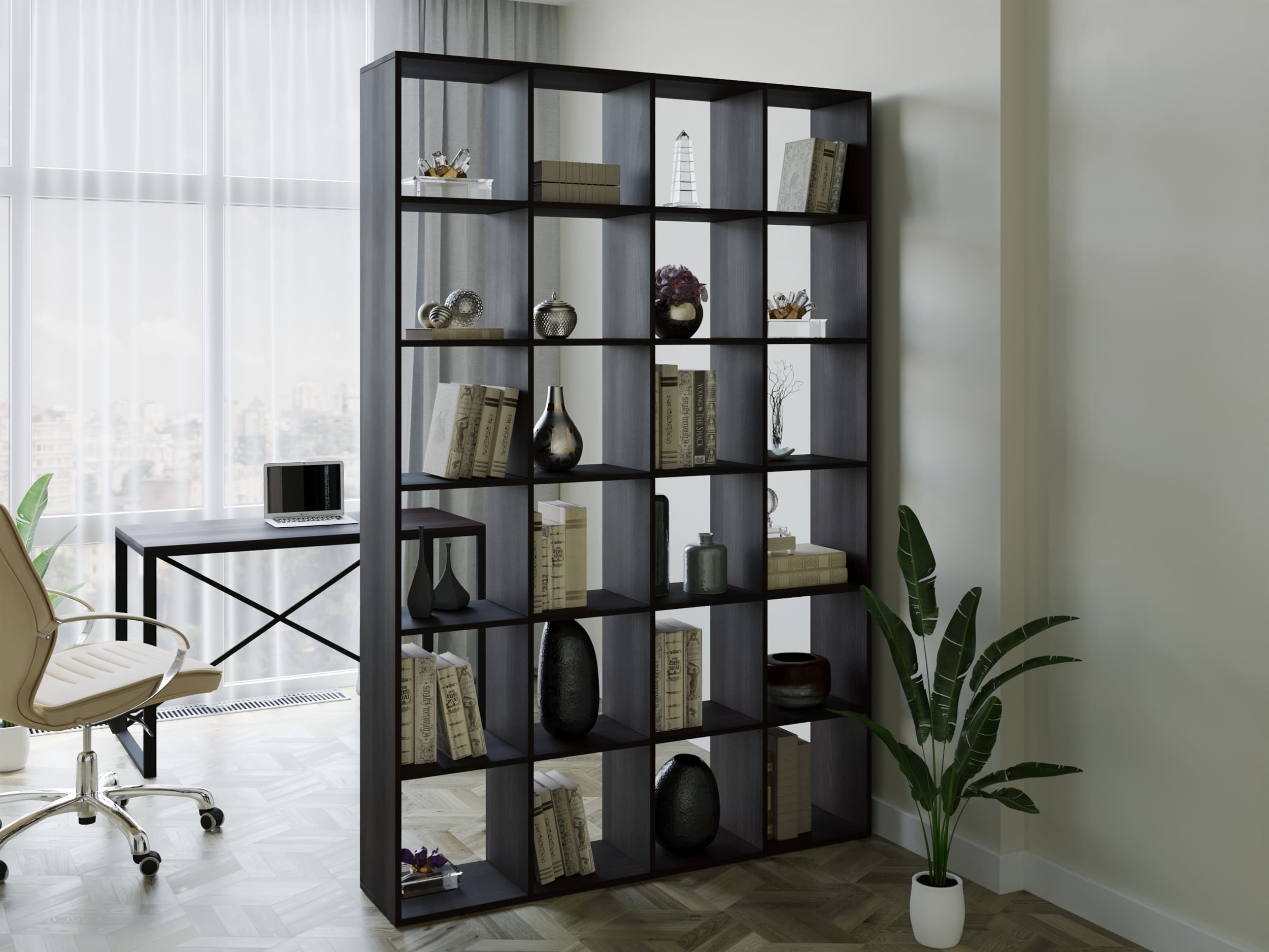 

Полка для книг стеллаж для дома на 24 ячеек Rimos 1424x2128x300 мм Венге (Z-40_V)