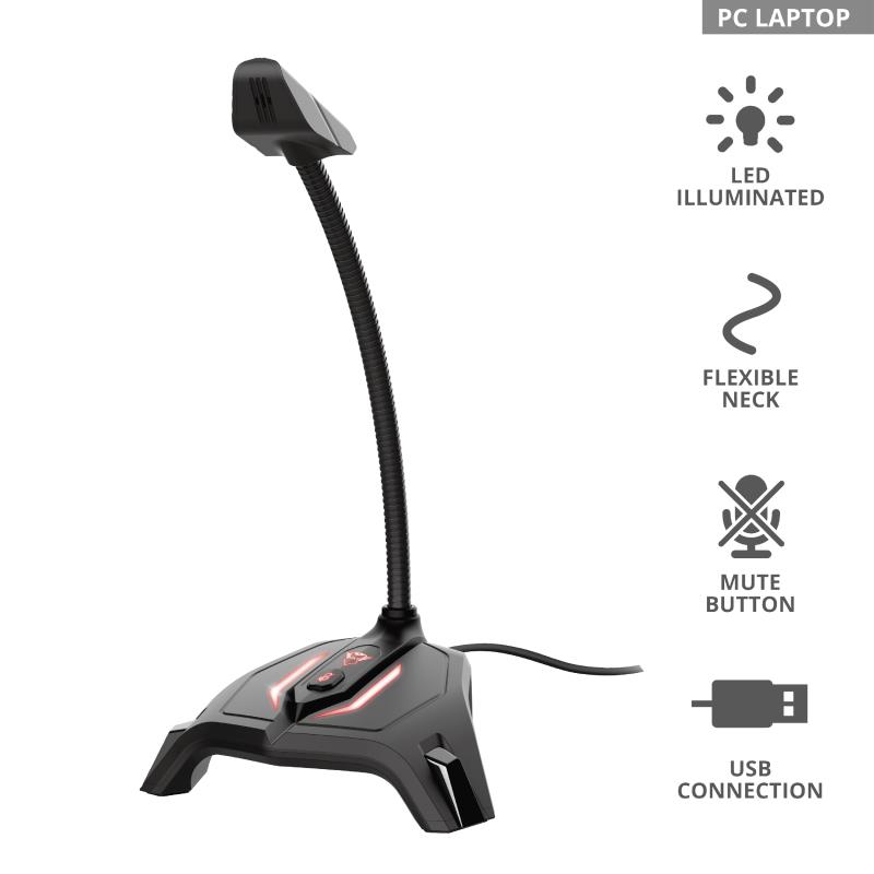 

Мікрофон Trust GXT 215 Zabi LED-Illuminated USB Gaming Black (23800_TRUST)