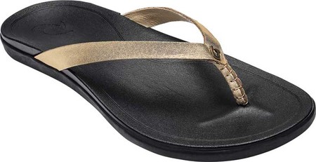 

Женские вьетнамки, сланцы OluKai Ho'opio Leather Flip-Flop Gold/Black Full Grain Leather 36