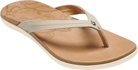 

Женские вьетнамки, сланцы OluKai Honu Flip Flop Tapa/Golden Sand Full Grain Leather 41