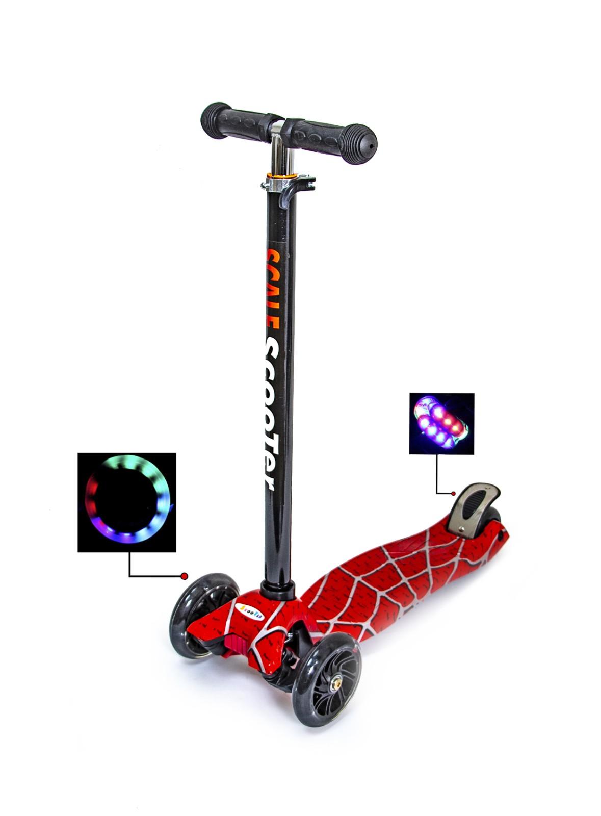 

Детский самокат Scooter MAXI Red web Светящиеся колеса