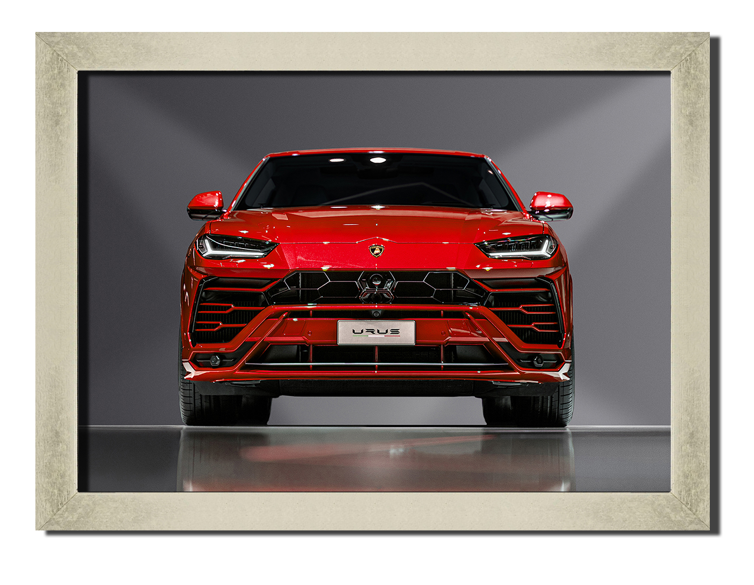 

Silver frame картина на файн-арт бумаге авто внедорожник Lamborghini Urus споривное авто Hotel Arizona HD 31 см x 41 см