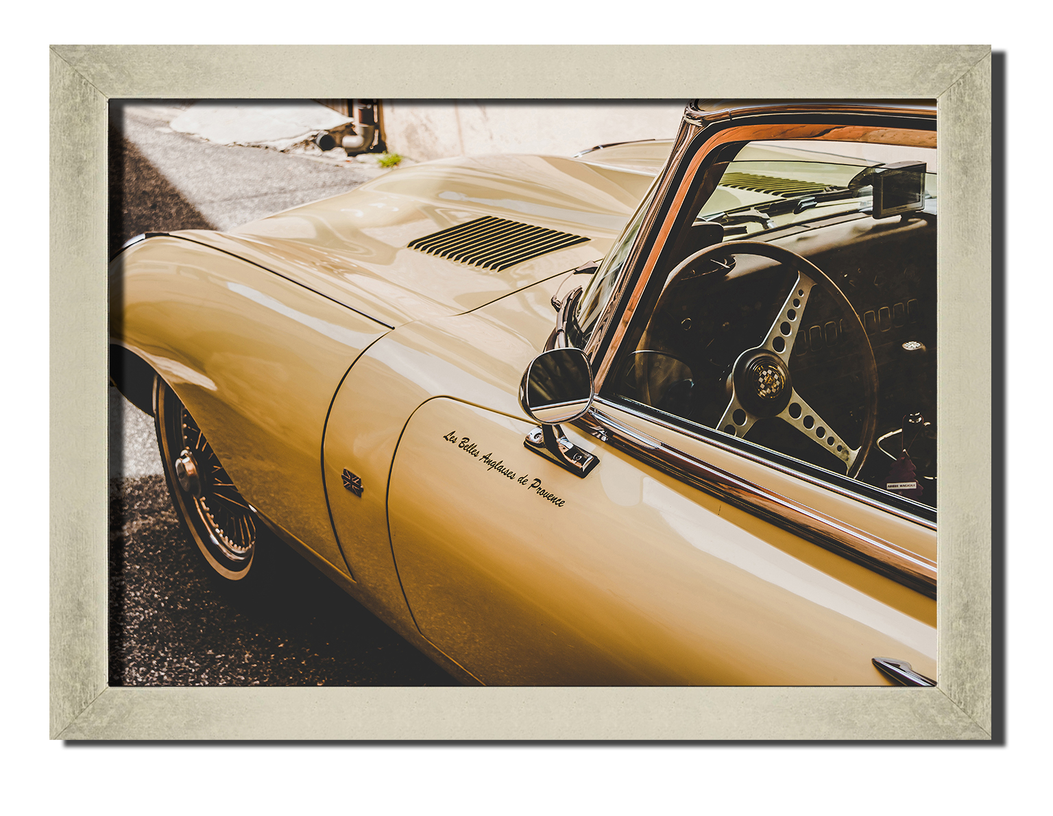 

Silver frame картина на файн-арт бумаге Jaguar e-type старинные ретро винтажные авто Hotel Arizona HD 31 см x 41 см