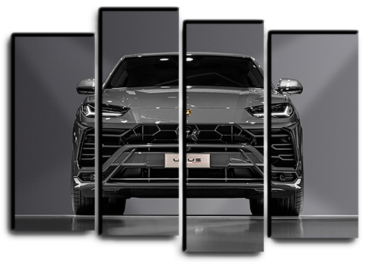 

Модульная картина на холсте из 4 частей автомоюиль внедорожник Lamborghini Urus споривное авто Hotel Arizona HD 82 см x 112 см