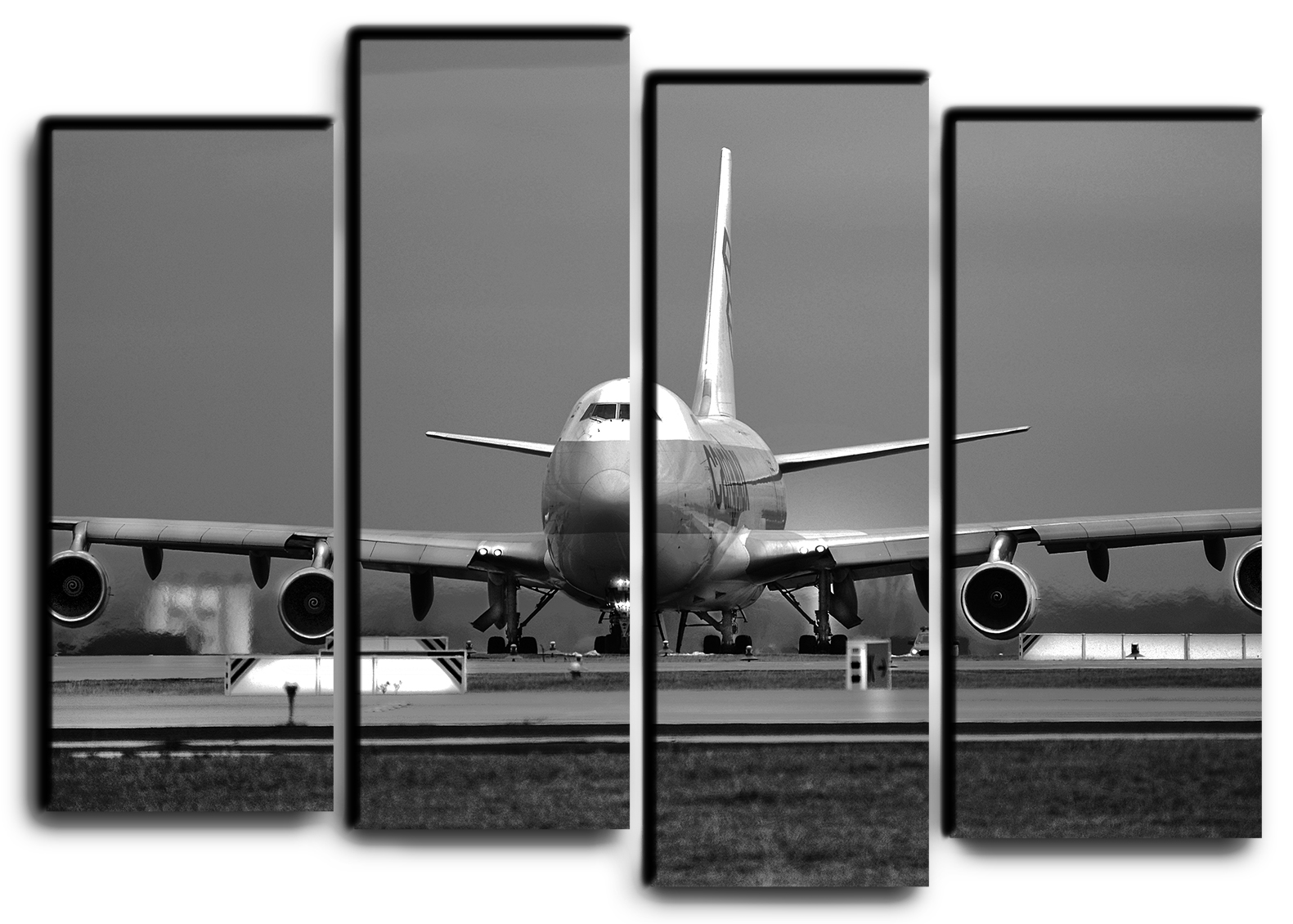 

Модульная картина на холсте из 4 частей самолет Boeing 747 на взлете Боинг-747 Hotel Arizona HD 82 см x 112 см