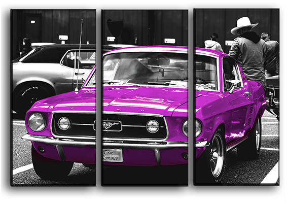 

Модульная картина на холсте из 3 частей Ford Mustang 1964 ретро авто Hotel Arizona HD 56 см x 84 см