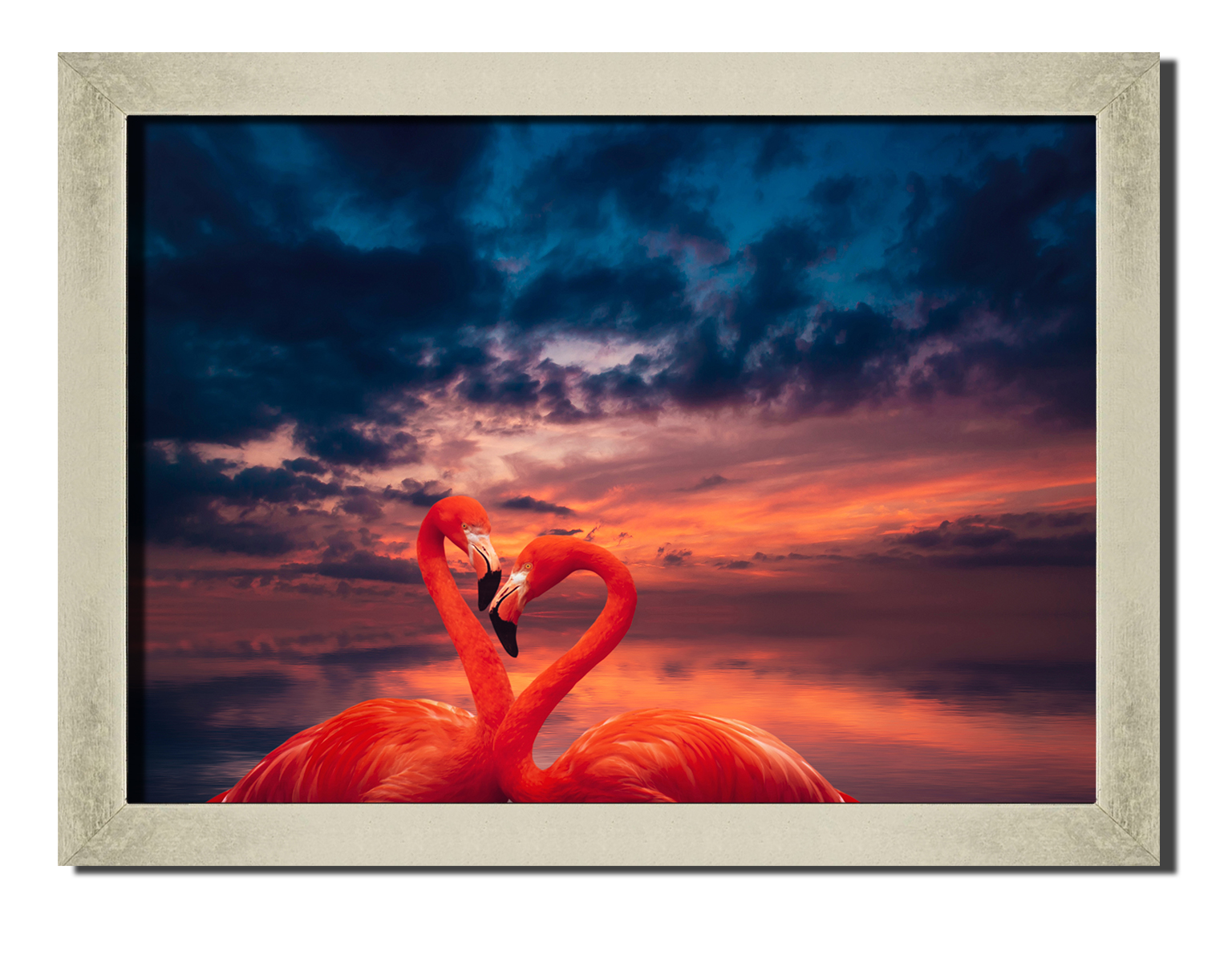 

Silver frame картина на файн-арт бумаге Фламинго на озере природа пейзаж ландшафт Hotel Arizona HD 31 см x 41 см