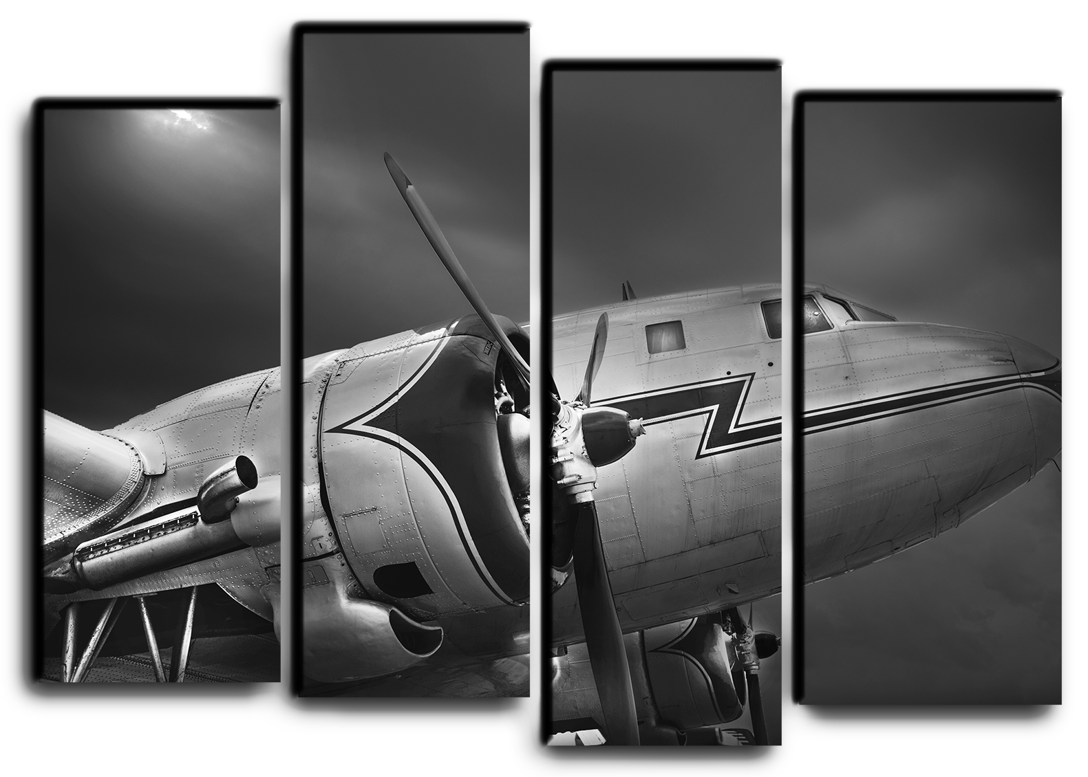 

Модульная картина на холсте из 4 частей самолет винтаж пропеллеры Hotel Arizona HD 82 см x 112 см