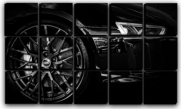 

Модульная картина на холсте из 15 частей авто Audi R8 спортседан Ауди Hotel Arizona HD 77 см x 127 см