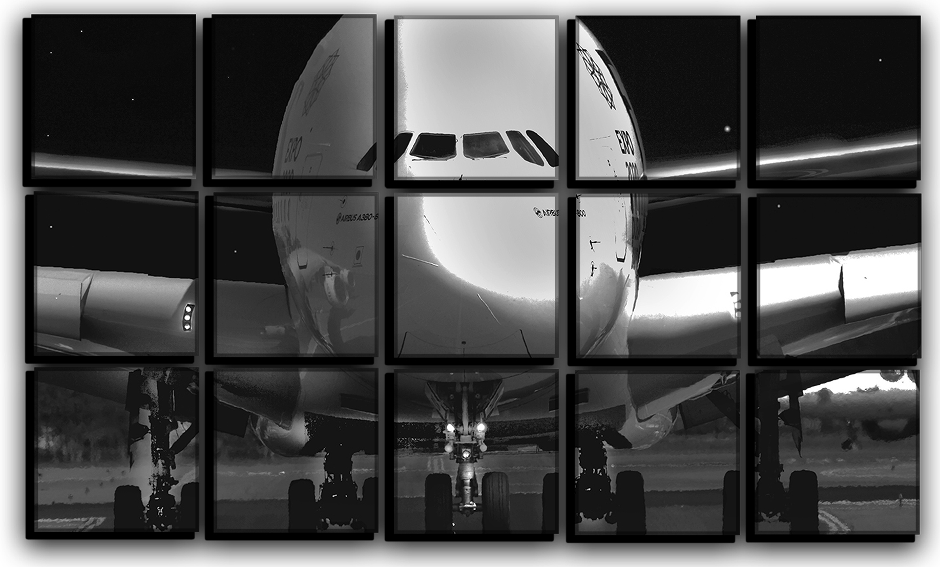 

Модульная картина на холсте из 15 частей Самолет Airbus A380 Айрбас А-380 Hotel Arizona HD 77 см x 127 см