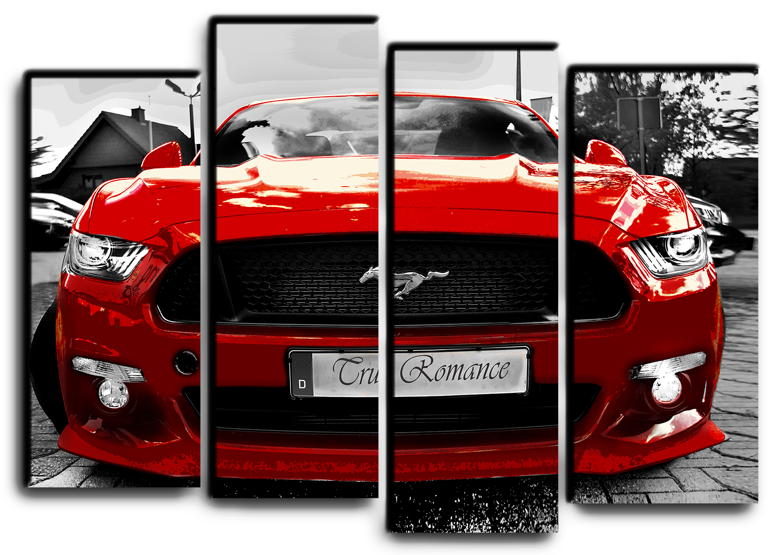 

Модульная картина на холсте из 4 частей авто Ford Mustang 2015 американский спотркар Hotel Arizona HD 82 см x 112 см
