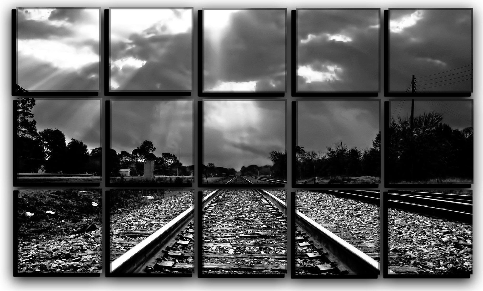 

Модульная картина на холсте из 15 частей железная дорога пейзаж небо Hotel Arizona HD 77 см x 127 см