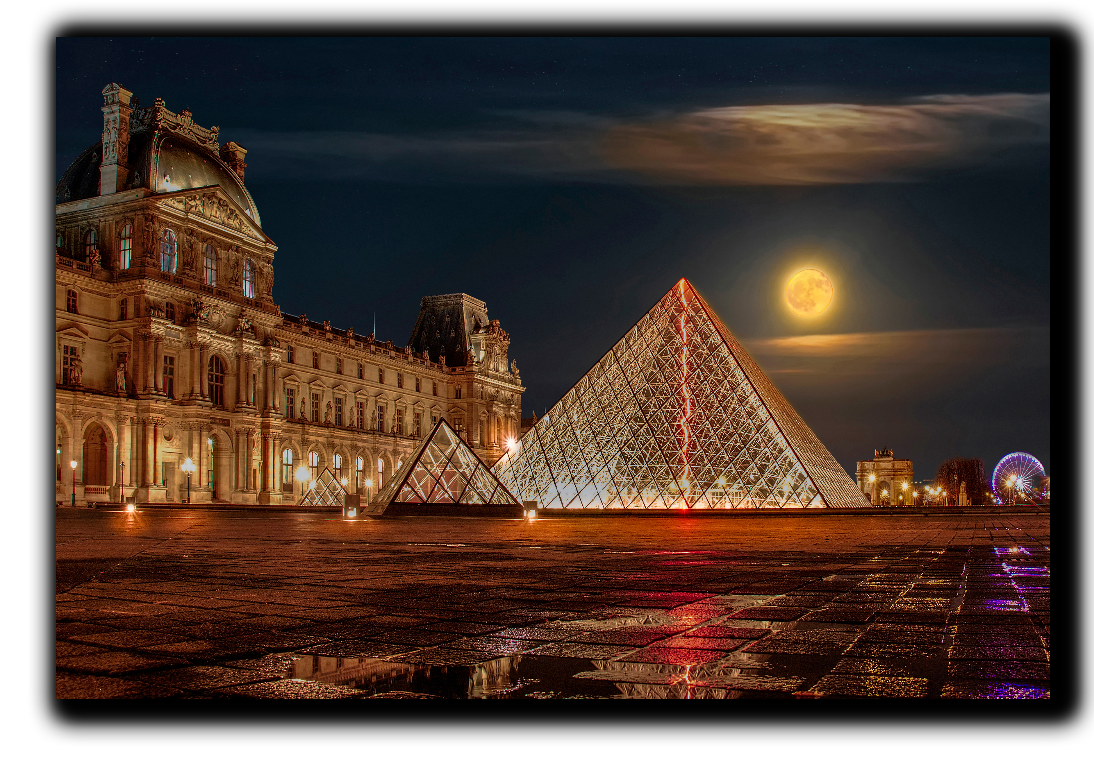 

картина на холсте Лувр в Париже городской пейзаж улицы урбан Hotel Arizona HD 84 см x 127 см