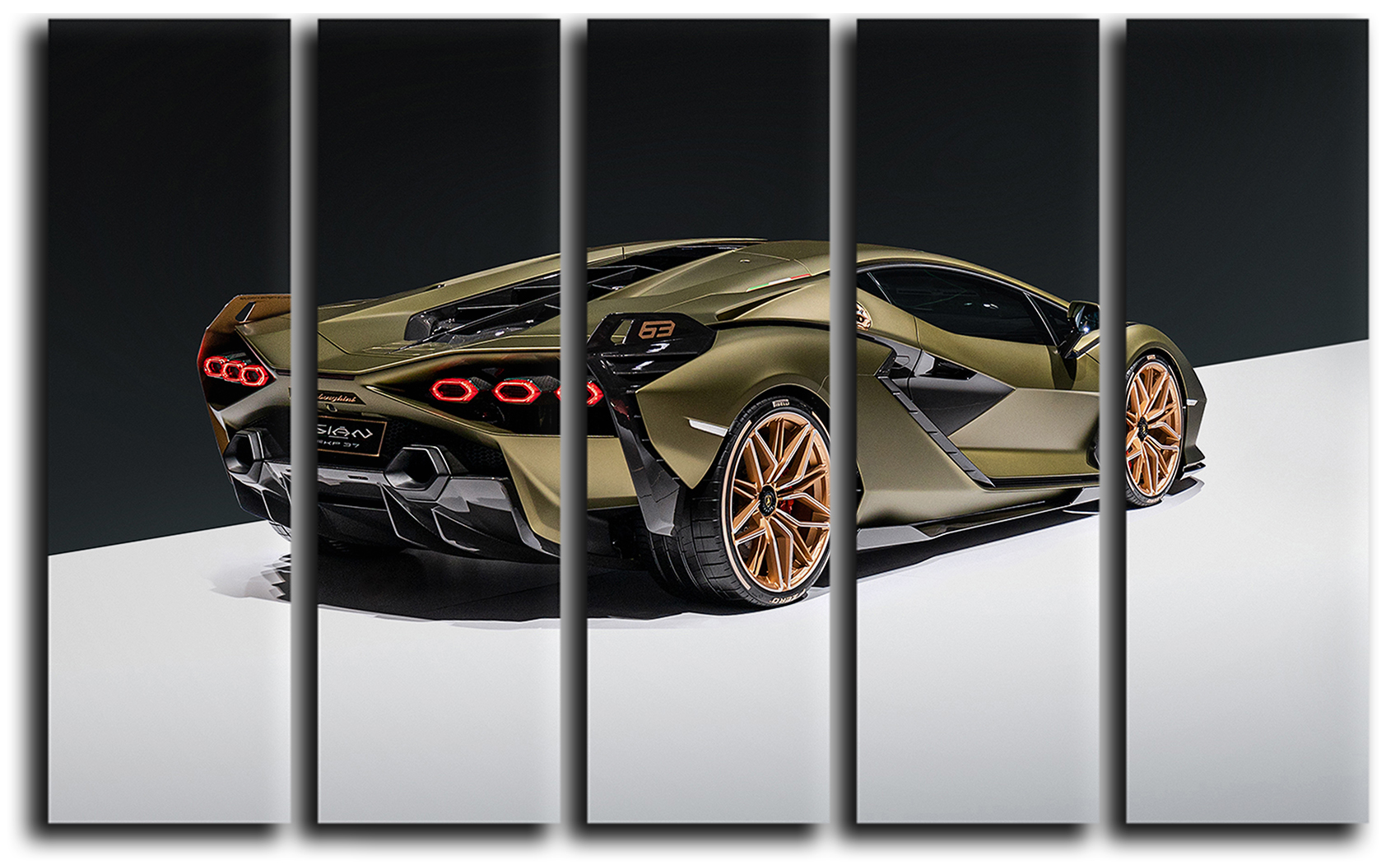 

Модульная картина на холсте из 5 частей машина Lamborghini Sian спортивное авто Hotel Arizona HD 89 см x 140 см