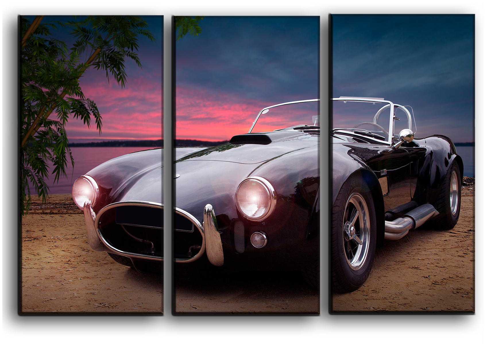 

Модульная картина на холсте из 3 частей AC Cobra старинные ретро винтажные авто Hotel Arizona HD 56 см x 84 см