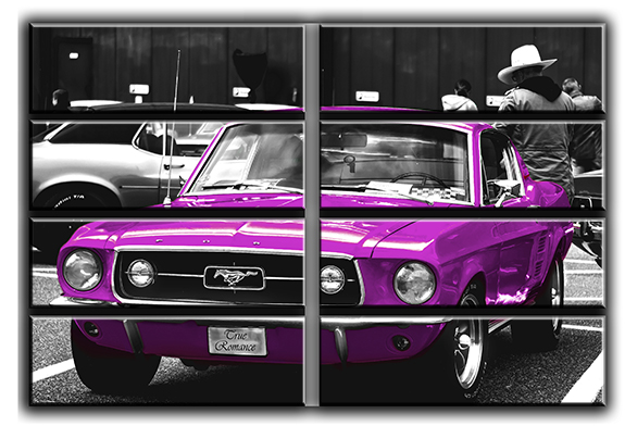 

Модульная картина на холсте из 8 больших частей Ford Mustang 1964 ретро авто Hotel Arizona HD 178 см x 254 см