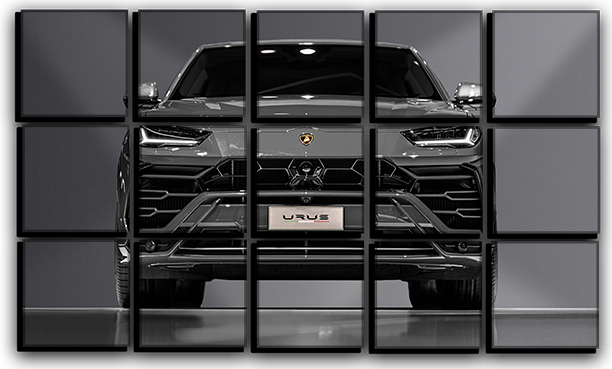 

Модульная картина на холсте из 15 частей автомоюиль внедорожник Lamborghini Urus споривное авто Hotel Arizona HD 77 см x 127 см