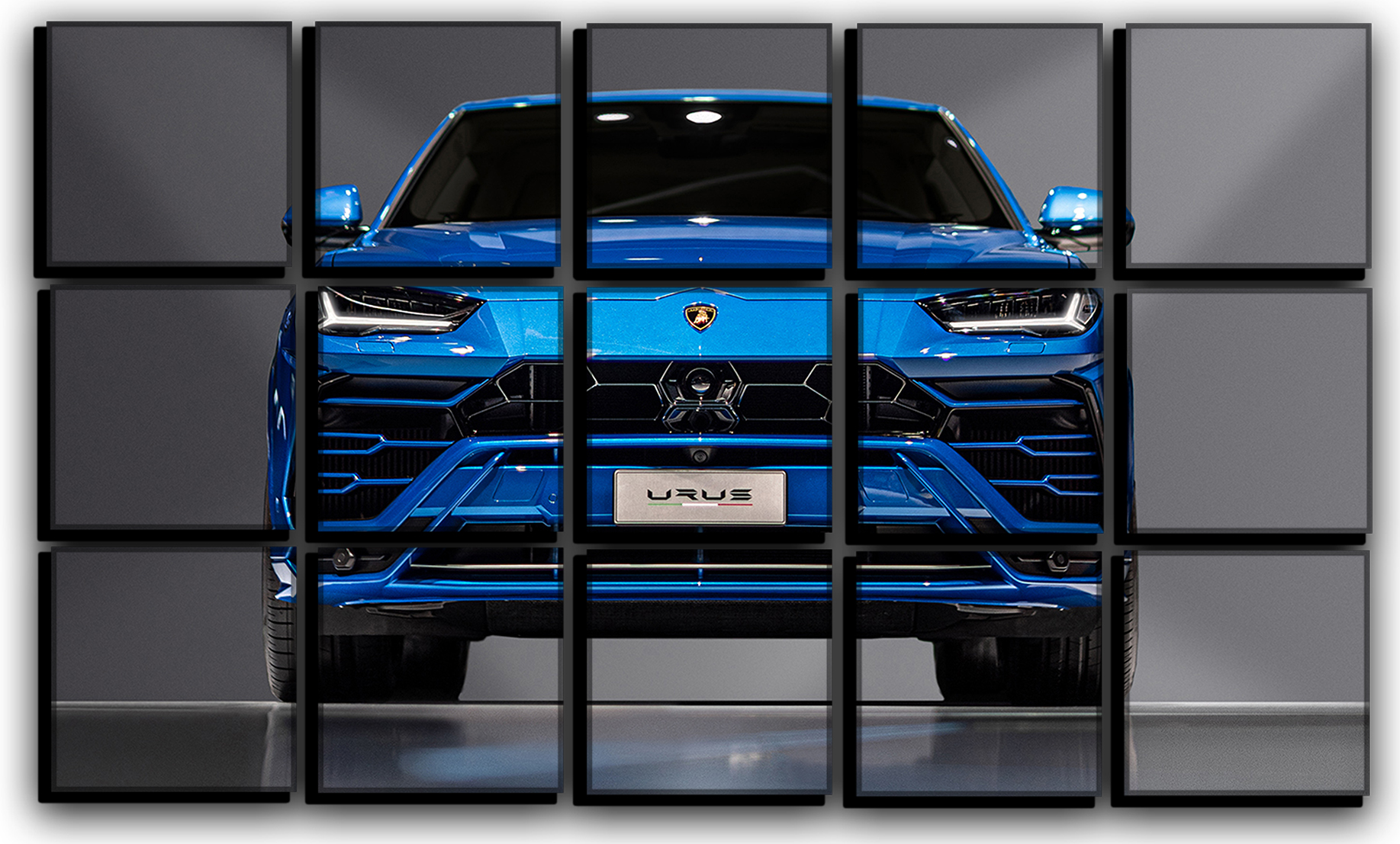 

Модульная картина на холсте из 15 частей Автомобиль Lamborghini Urus споривное авто Hotel Arizona HD 77 см x 127 см
