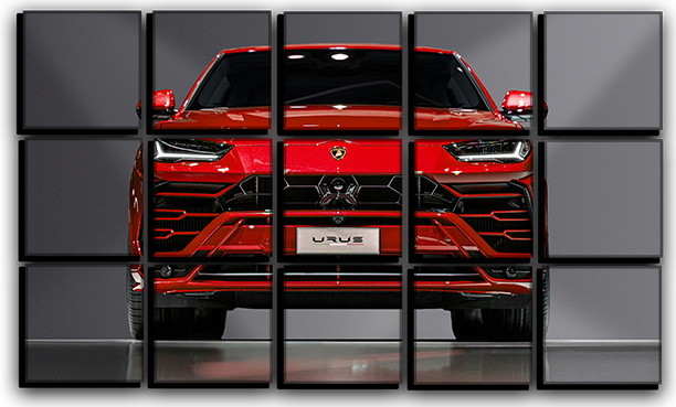

Модульная картина на холсте из 15 частей авто внедорожник Lamborghini Urus споривное авто Hotel Arizona HD 77 см x 127 см