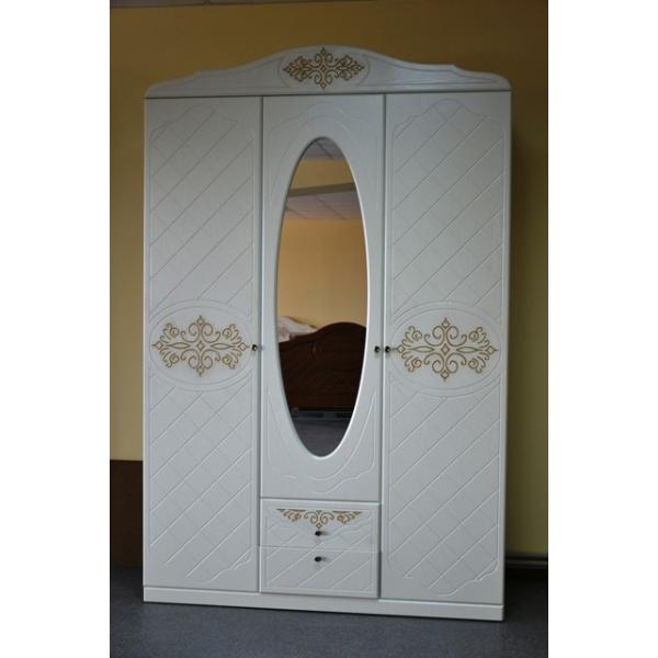 

Шкаф Неман Лючия белый супермат + патина золото