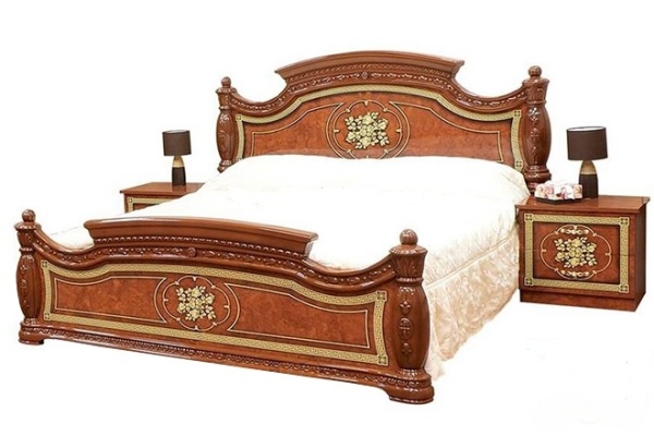 

Кровать двуспальная из ДСП 160*200 Жасмин Орех Світ меблів с ламелевым каркасом