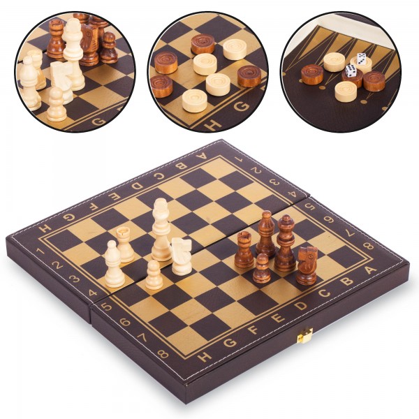

Шахматы, шашки, нарды 3 в 1 кожзам Zelart L3008 (MR10567)