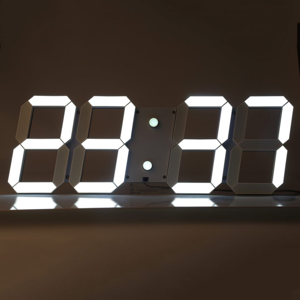 

Великий настінний LED годинник, CHKOSDA, білі цифри, 44х15 см