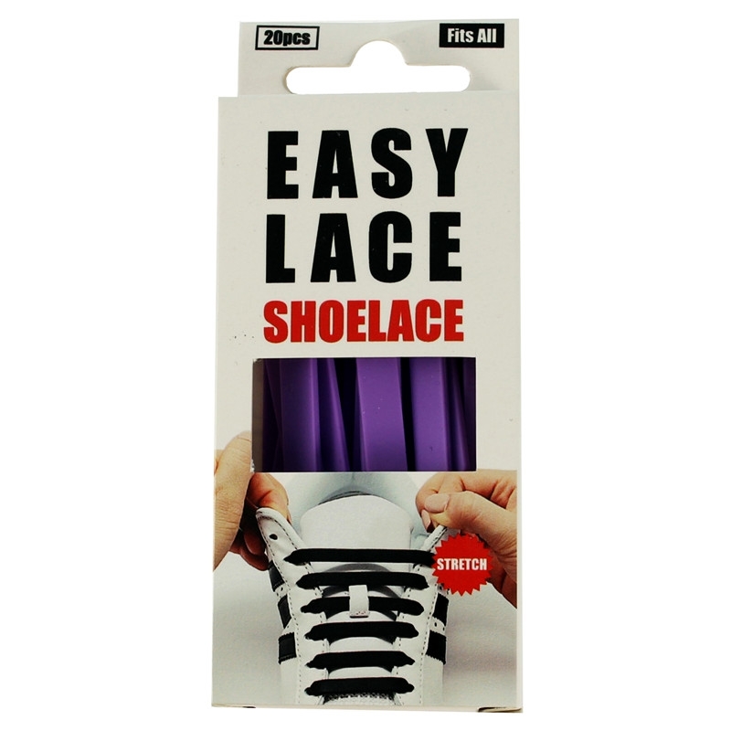 

Силиконовые шнурки для обуви Easy Lace Flat Box фиолетовые, плоские / 20 шт
