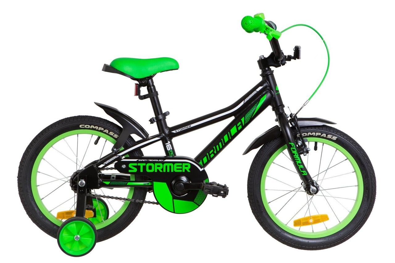 

Велосипед детский 16" Formula STORMER 14G рама-8,5" Al черный (м) с крылом Pl 2019