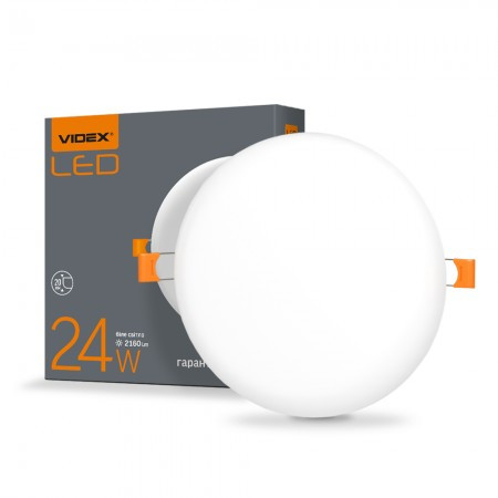 

Светильник LED безрамочный круг 24W 4100K 220V VIDEX