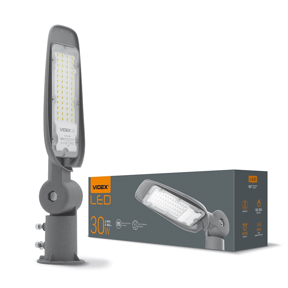 

Фонарь уличный LED поворотный 30W 5000K 220V серый VIDEX
