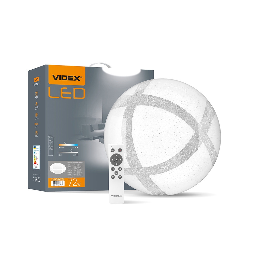 

Светильник функциональный LED 72W 2800-6200K 220V круг GLANZ VIDEX
