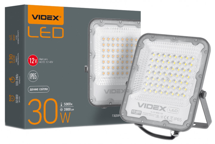 

Прожектор LED 30W 5000K 12-48V Gray VIDEX PREMIUM