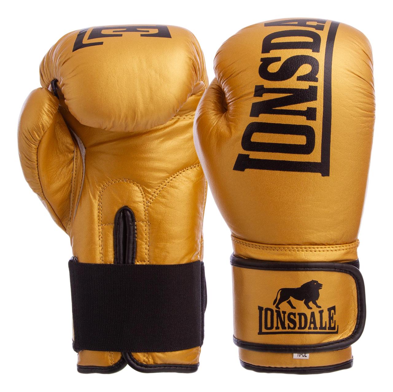 

Перчатки для бокса и единоборств LONSDALE Champ кожаные 6760 Gold-Black 10 унций