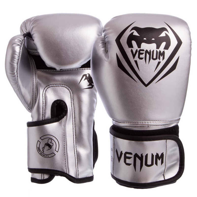 

Перчатки боксерские на липучке Venum Champ 8351 серебристый 8oz