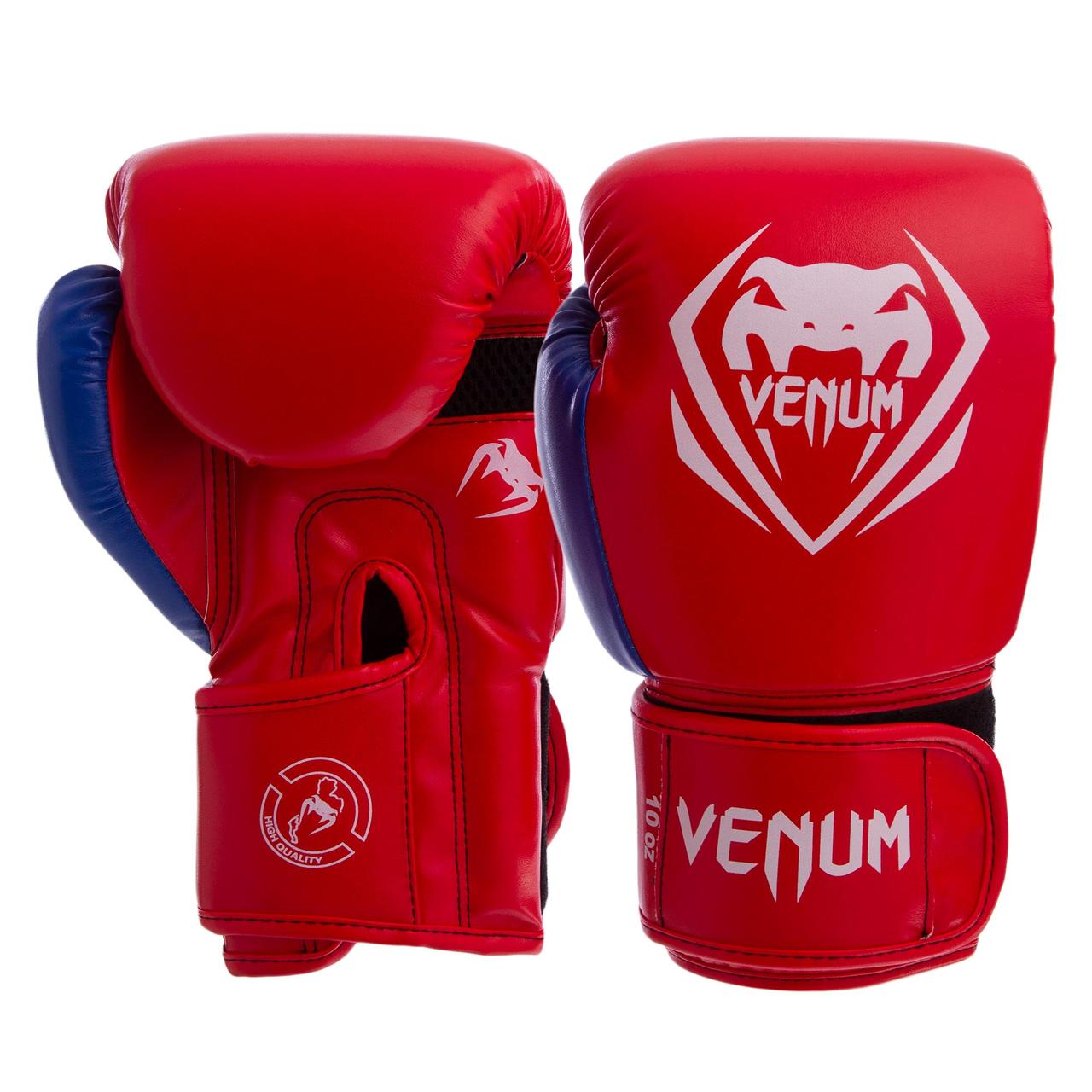 

Перчатки боксерские на липучке Venum Champ 8351 красный-синий 12oz