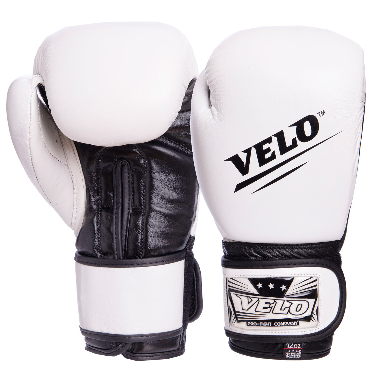 

Перчатки для бокса и единоборств кожаные VELO Champ VL-2210 White-Black 14 унций